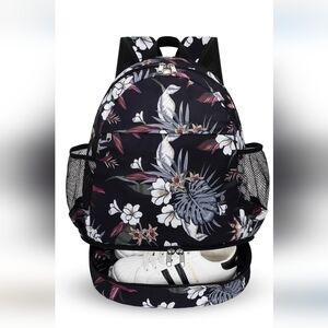 Foldable Water Resistant Travel Backpack NWT Tropical Flower Design